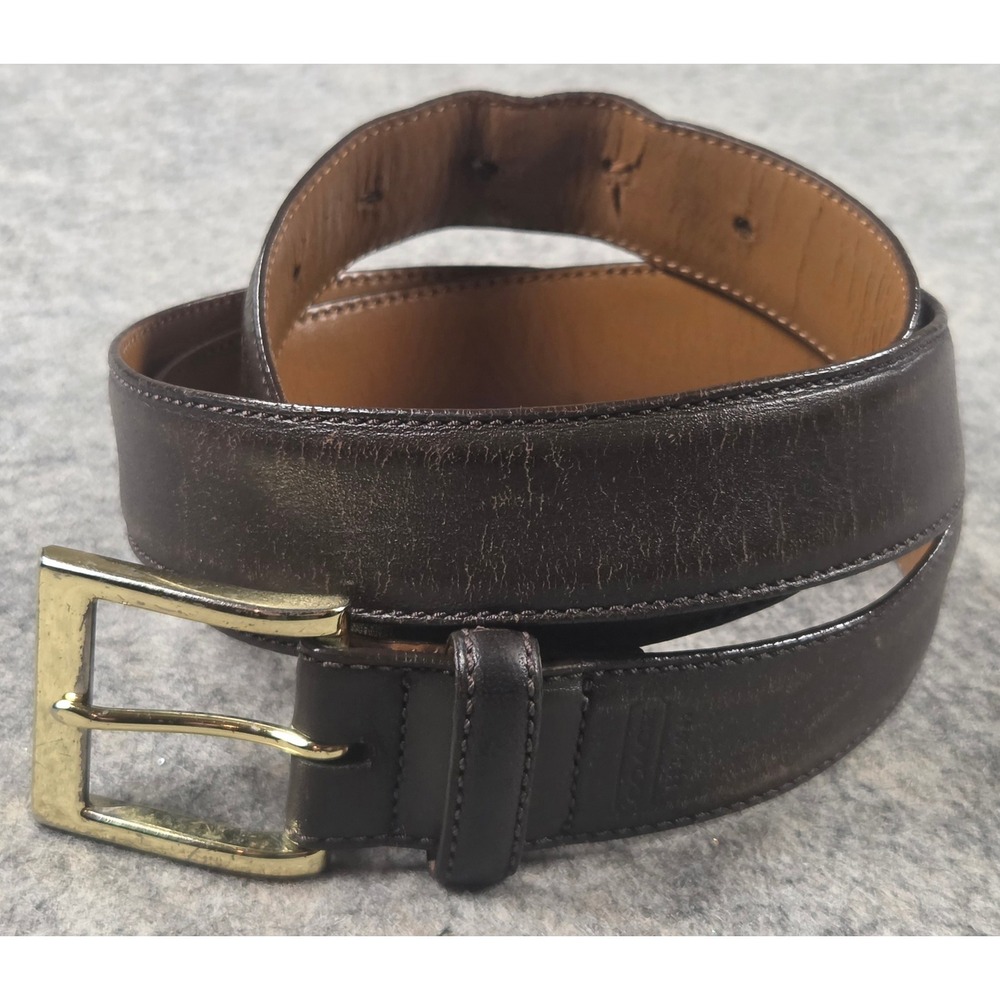 Coach Mens Dark Brown Leather Belt Gold Buckle F90264 Size 36 90cm